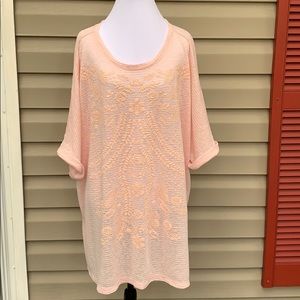 d&co.women’s peach short sleeve knit blouse